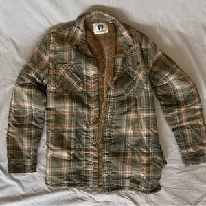 Weatherproof Olive and Tan Sherpa-Lined Plaid Jacket